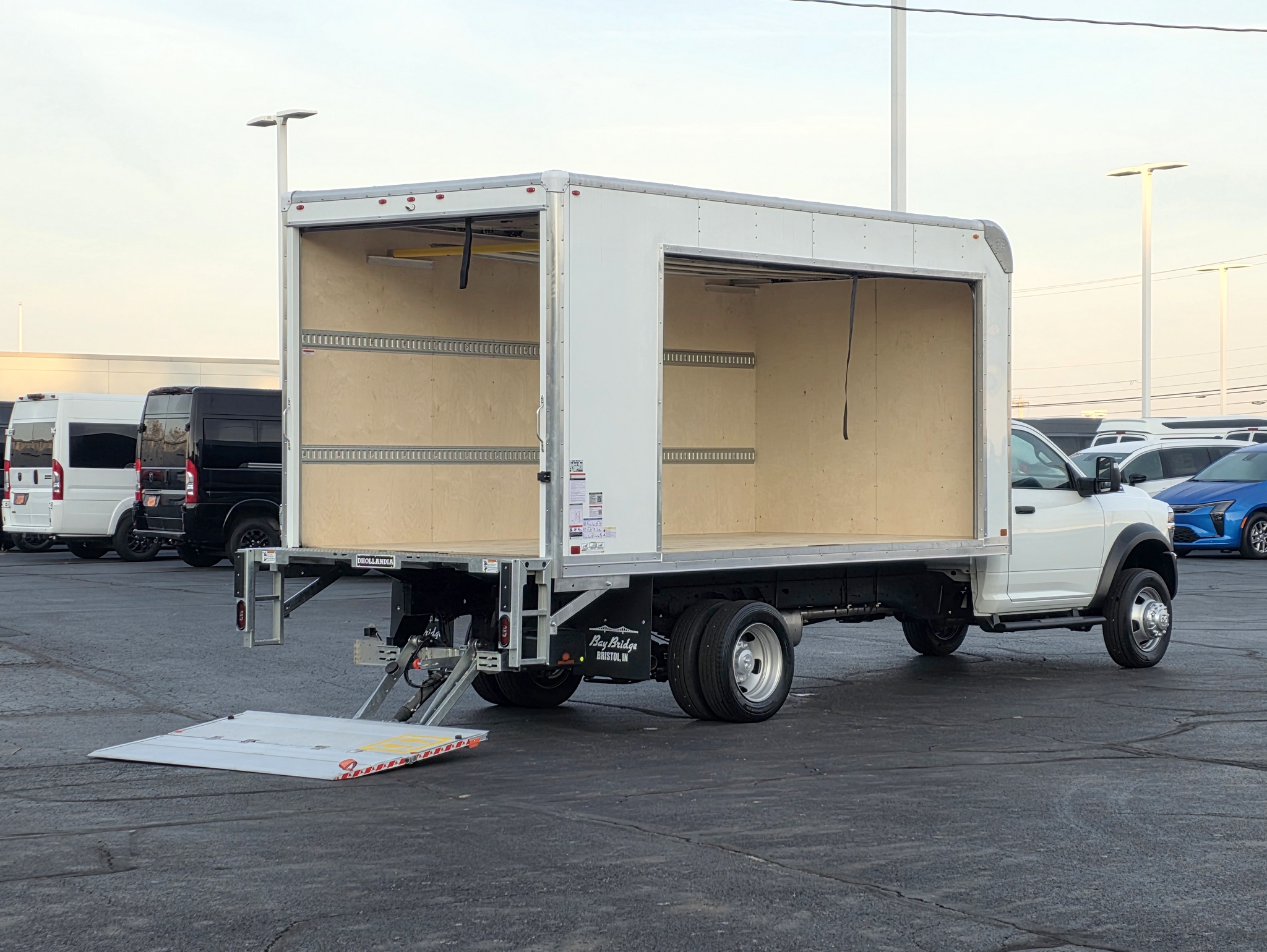 2026 Ram 5500 Tradesman box truck with 16-foot Bay Bridge body in Bright White
